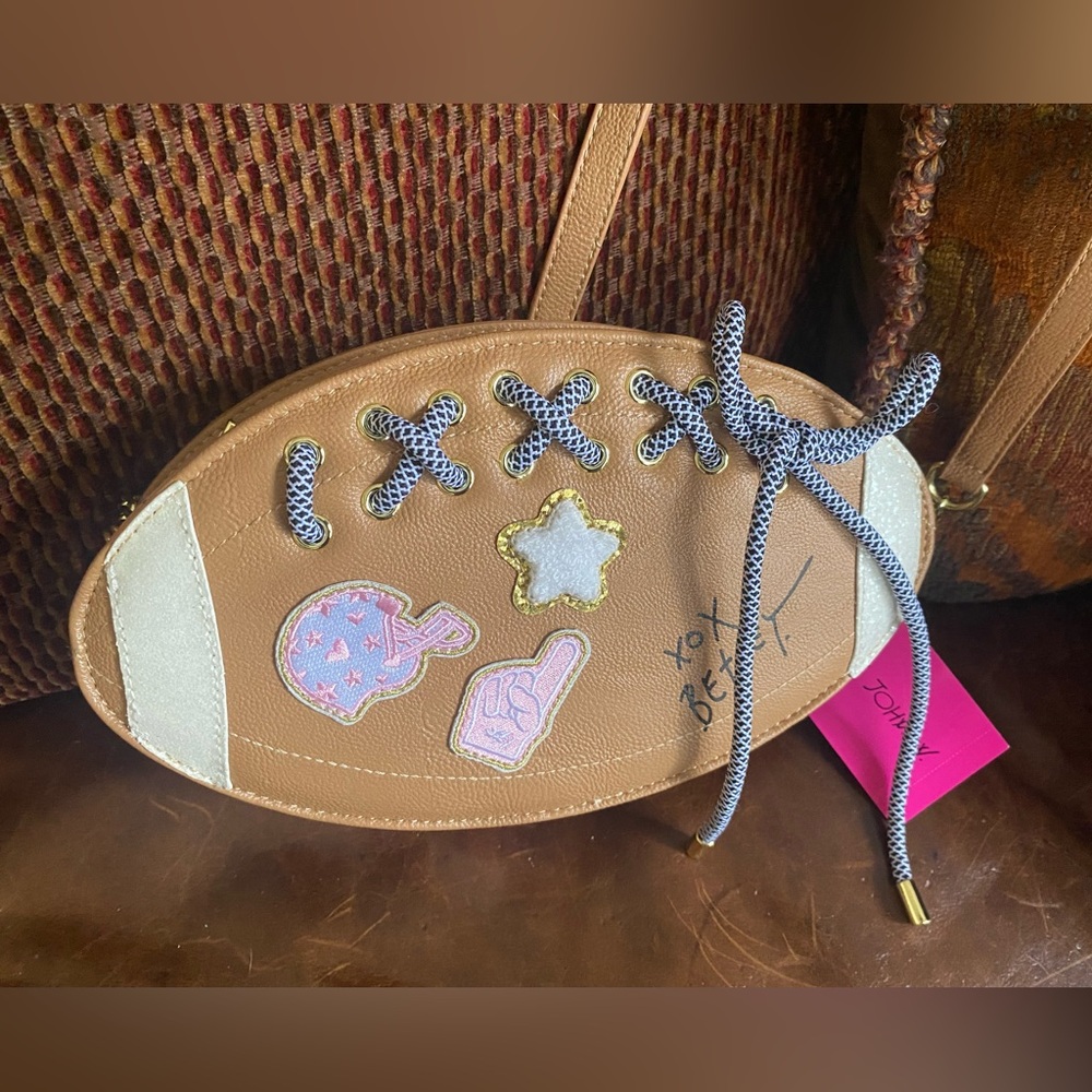 Betsey Johnson Super Bowl Football Kitsch  "Brown XOFAN" Game Party Purse Bag